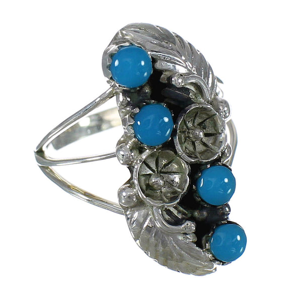 Genuine Sterling Silver Turquoise Ring Size 5-3/4 FX90949